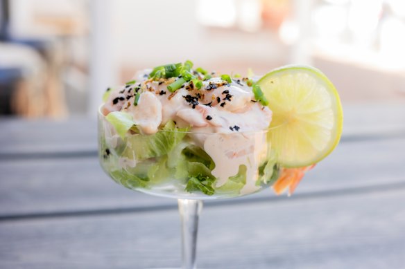 The Denmark Hotel menu features fun throwbacks like this prawn cocktail.