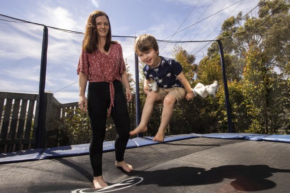 Lauren Elliott at home with her three-year-old son Will.