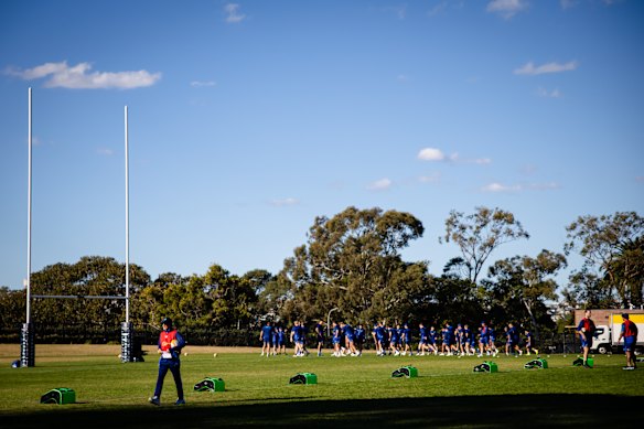 The Wallabies train at Cranbrook School, ahead of their upcoming Test against Japan.