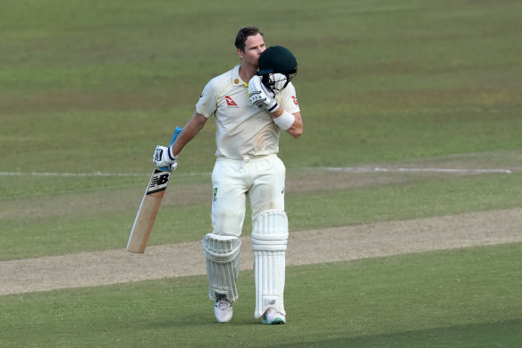 Steve Smith’s hundred was the first he had made in the same innings as a Marnus Labuschagne century.