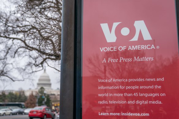 Sigange outside the Voice of America headquarters in Washington.