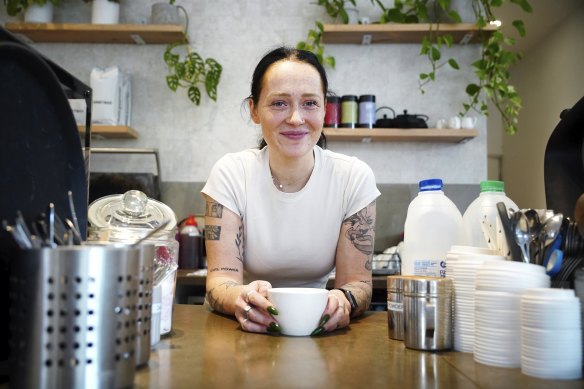 Jade Morgan is the manager at Leeroy cafe in Vermont. The suburb has the highest median coffee price in Melbourne.  