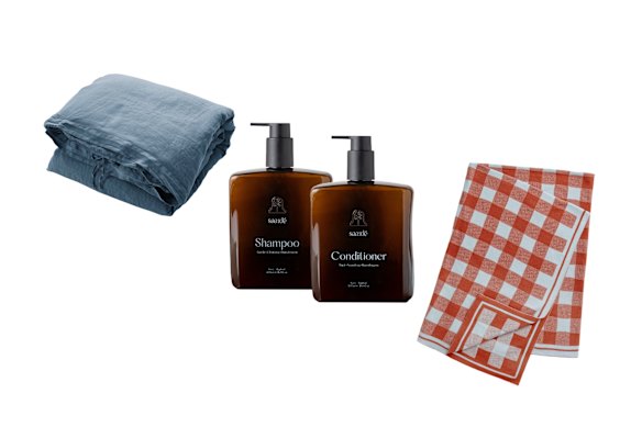 Duvet cover; “Saint-Raphaël” shampoo and conditioner; “Scout” pet blanket.  