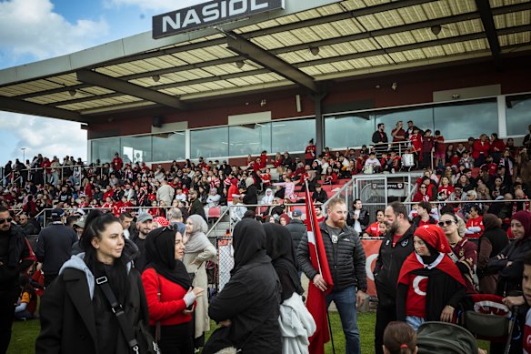 Turkish fans watch on at a live site in Broadmeadows as the Socceroos and Turkey play on Sunday.