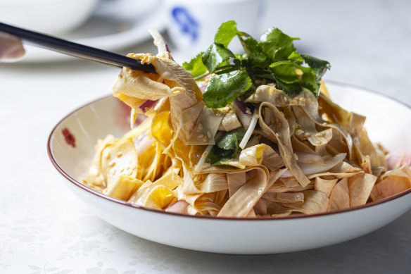 Bean curd and sesame “prosperity salad”.