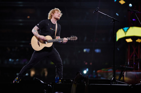 Ed Sheeran performing at Optus Stadium on March 12.