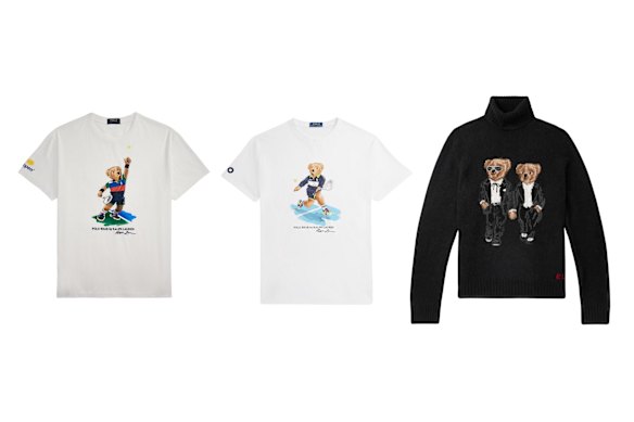 Camiseta “US Open Polo Bear”; Camiseta “Australian Open Polo Bear”; Malha de gola alta.