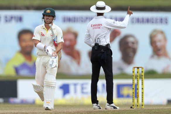 David Warner head bask to the lockers  on day four of the second Test in Galle.