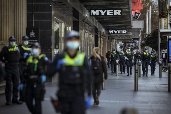 There was a large police presence in Melbourne’s CBD on Saturday.