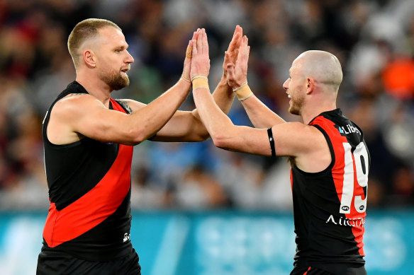 Jake Stringer (left) and Nick Hind while playing for Essendon in June.