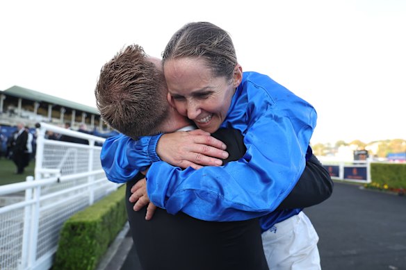 Rachel King after winning the Australian Derby on Green Spaces.
