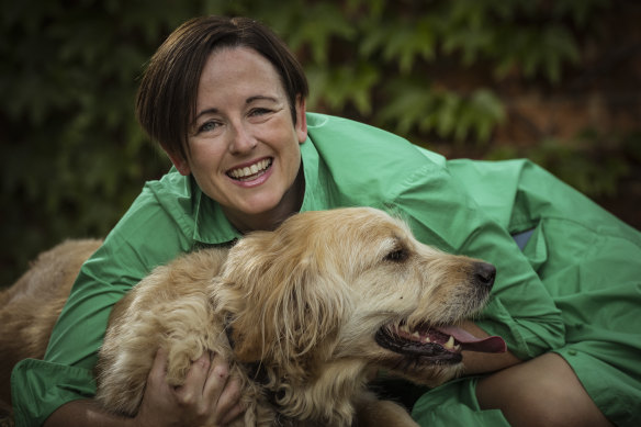 Family lawyer Eve Smith with her pet groodle, Guy. 