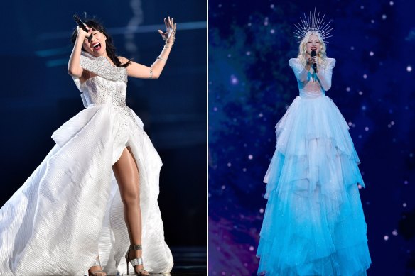 2016 contestant Dami Im and 2019’s Kate Miller-Heidke both wore gowns by Steven Khalil.  