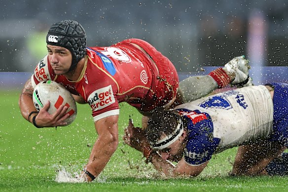 Kodi Nikorima in action for the Dolphins.