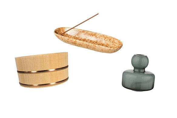 Bath bucket; “The Collector” incense holder; “Flower” vase.