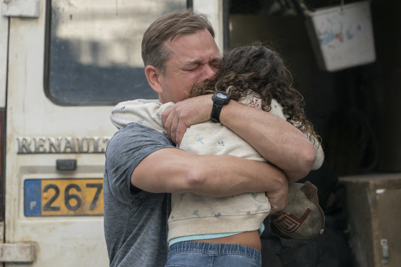 Matt Damon with Lilou Siauvaud in a scene from Stillwater. Siauvaud plays the daughter of a French actress who helps Damon’s character in his bid to free his own daughter.