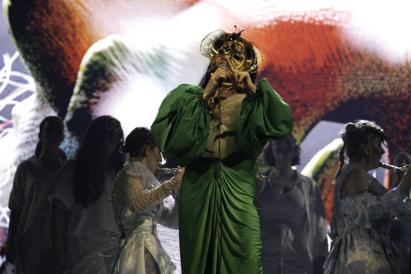 The green queen: Bjork delivers a message of hope to a wounded world.