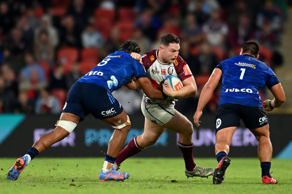 Matt Faessler on the charge for Queensland.