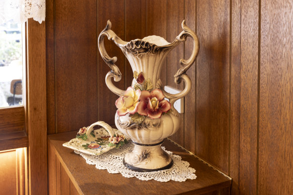 A rococo vase is one of many nostalgic design details.