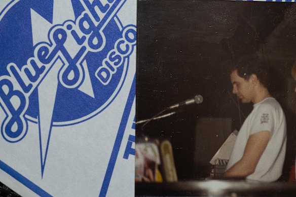 Robert Martin volunteering as a DJ at a disco in the 1980s.
