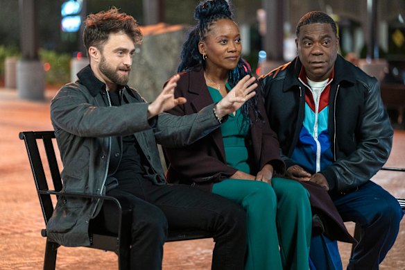 Daniel Radcliffe, Erika Alexander and Tracy Morgan in The Fall and Rise of Reggie Dinkins.