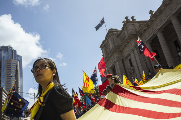 Protesters called for an end to intimidation of South-East Asian diaspora communities by regional governments.