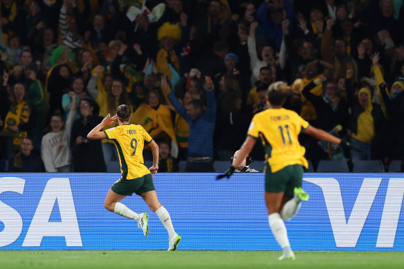 Foord celebrates a goal on Monday.