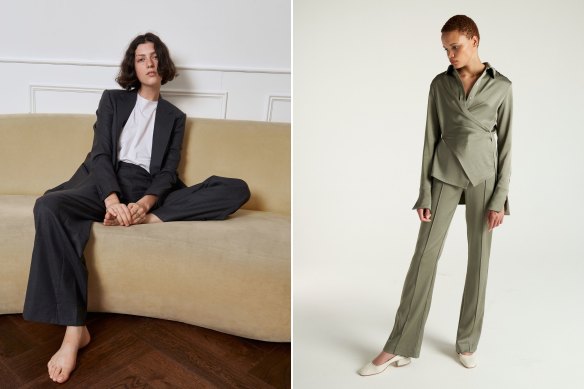 E Nolan (left) is redefining the custom-made suit experience, while Shé is offering small runs of made-to-order garments.