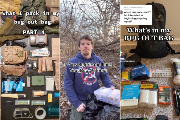 TikTok users are showing off their “Doomsday bags” or “Bug Out Bags”.  
