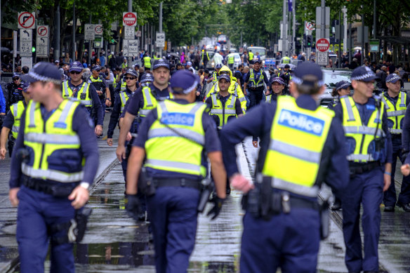 Police during the Melbourne Cup Parade.