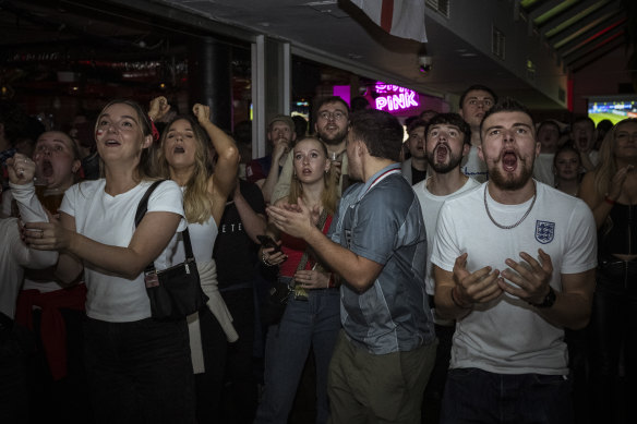 England fans rue a near miss while watching the Euro 2024 final in St Kilda.