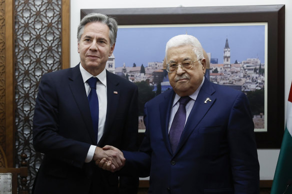 US Secretary of State Antony Blinken meets with Palestinian President Mahmoud Abbas.