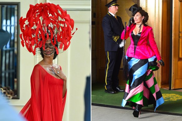 Nicole Ari Parker and Kristin Davis in hats by Irish milliner Philip Treacy on the set of And Just Like That... Season 2, the follow-up series to Sex and the City on the Upper East Side on October 11.