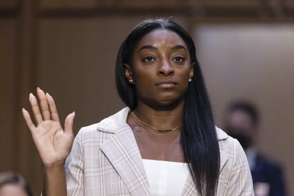 US Olympic gymnast Simone Biles testifies before Congress.