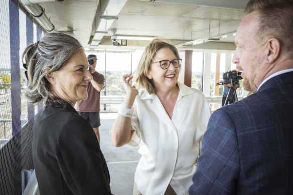 Premier Jacinta Allan and Planning Minister Sonya Kilkenny speak to Frankston MP Paul Edbrooke  about the proposed ‘activity centres’ to be developed in specific suburbs including Frankston.