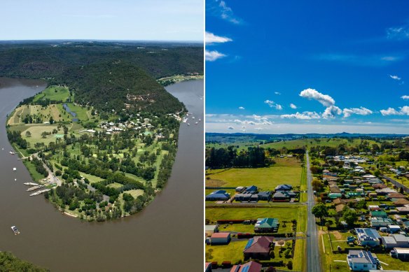 Grenville’s convict ancestor had “taken up” land in Wiseman’s Ferry (left) in 1806. Right: a long-ago uncle had won land in a government ballot on
Anaiwan land in Guyra.