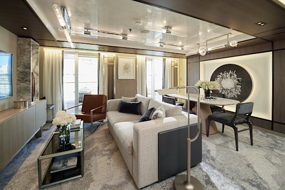 The Grandeur Suite’s spacious living room. 