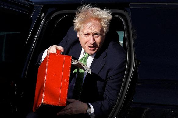 British Prime Minister Boris Johnson boards an aircraft as he departs to meet with Ukrainian President Volodymyr Zelensky in London, England. 