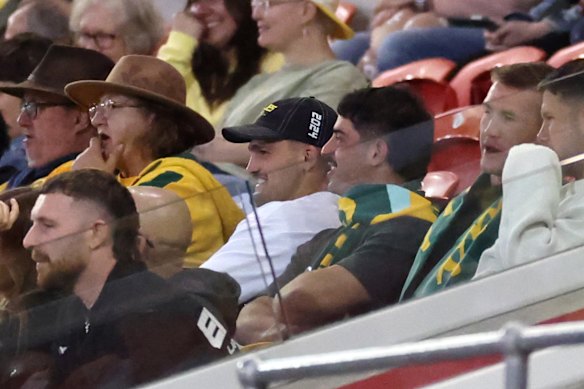 Nathan Cleary cheering on his girlfriend, Mary Fowler.