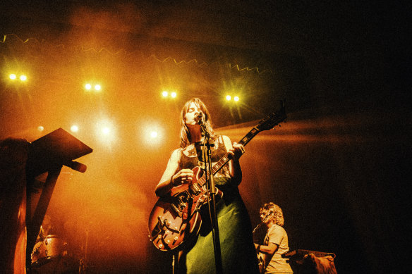 Angie McMahon on stage during her sold-out show at Melbourne’s Northcote Theatre in September.