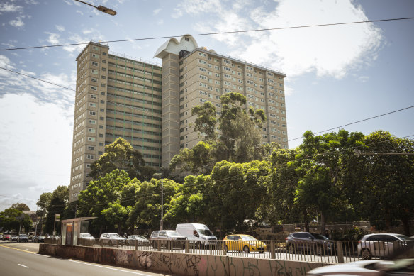 One of the first public housing towers set for demolition at Holland Street in Flemington.