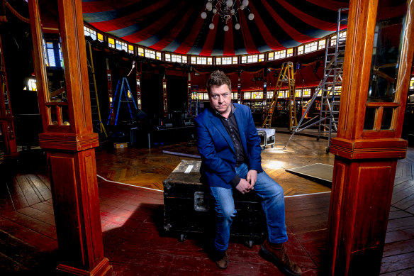 Jonathan Holloway at the Famous Spiegeltent, which will host free music each night of the festival.