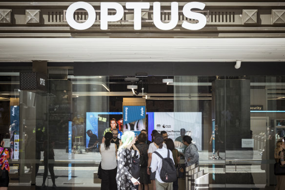 The Bourke Street Optus store was inundated with angry customers on Wednesday.