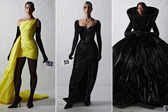 Dua Lipa, Kim Kardashian and Naomi Campbell model in the Balenciaga haute couture show, Paris.