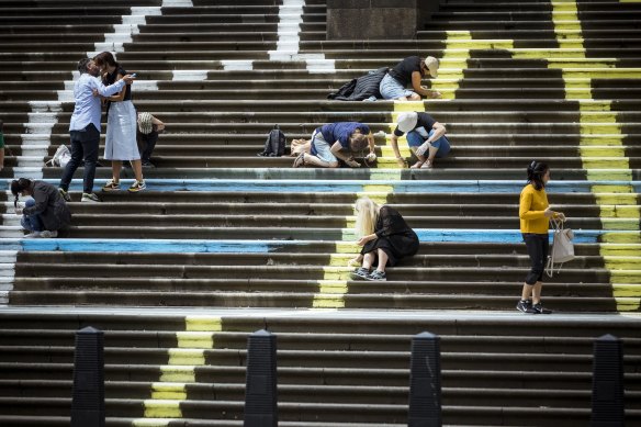 Parliament House becomes a canvas for a work by Kerrie Poliness, together with members of the public.