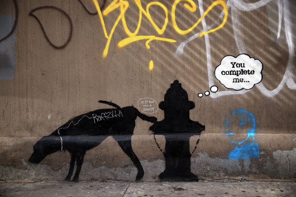 Another Banksy, revealing the thoughts of a fire hydrant.