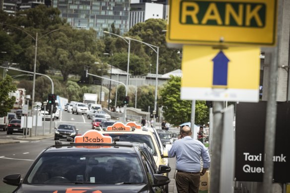 The taxi rank on Olympic Boulevard outside the Australian Open.