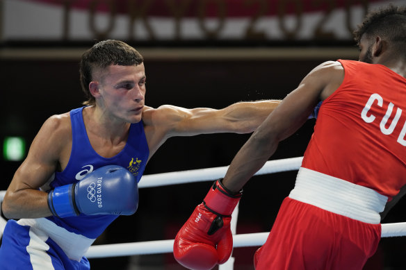 Harry Garside of Australia, left, en route to his bronze medal at the Tokyo Games this year.