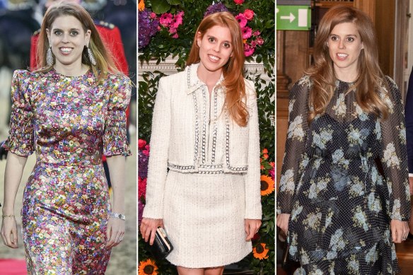 The recent fashion hits of Princess Beatrice of York: Wearing The Vampire’s Wife at Windsor Castle, May 11; Wearing Alice + Olivia at the label’s London store opening on May 26; In Australian label Zimmermann in Sweden, April 27.