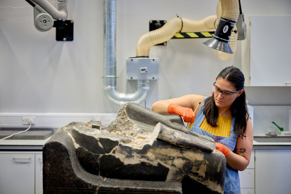 Stephanie Vasiliou, the British Museum’s senior conservator of stone, wall paintings and mosaics.